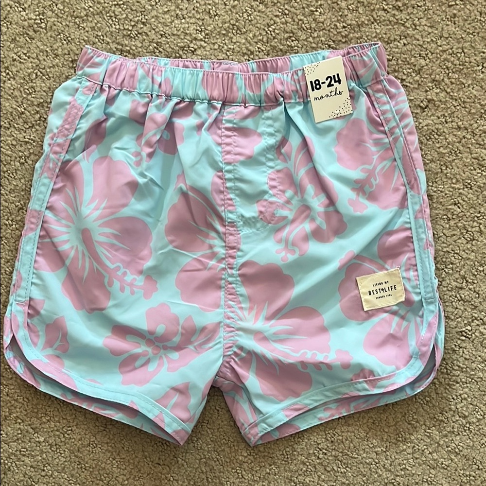 Cotton On Baby Pink Floral Swim Shorts 18-24M NWT